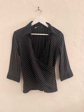 Rayure Paris Pinstripe Wrap Blouse